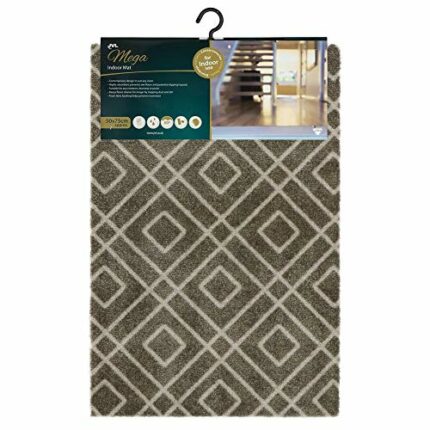 JVL Mega Highly Absorbent Machine Washable Door Mat, Small Diamond Design, Brown, One Size