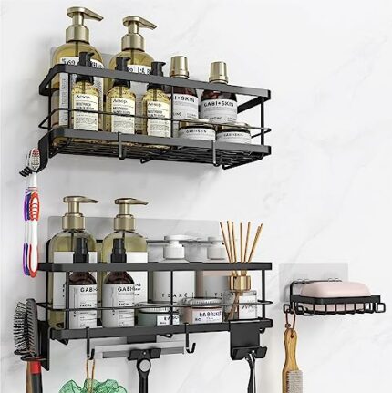 ZAVNZELF Shower Shelf, No Drilling, Shower Shelf [9 Removable Bathroom Accessories], Stainless Steel Bathroom Organiser, Bathroom Shelf, Shower B