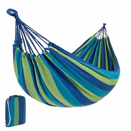 Best Choice Products 2-Person Indoor Outdoor Brazilian-Style Cotton Double Hammock Bed w/Portable Carrying Bag - Blue