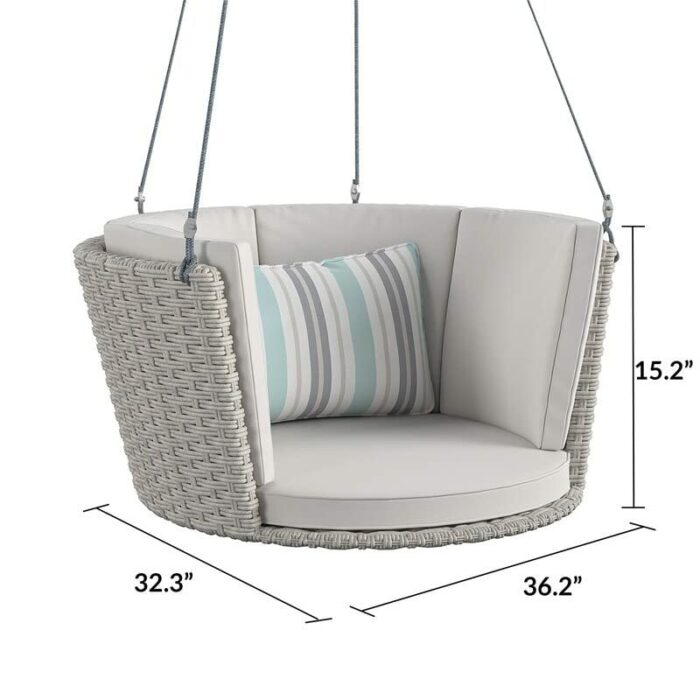 WALNUT Patio Garden Entrance Terrace Wicker/Rattan Porch Swing, Gray, Taupe (Color : B)
