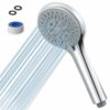 Frap Universal High Pressure Shower Head, 1.5m Stainless Steel Hose, Powerful 5 Mode Function, Easy-Cleaning Silicone Nozzles, Quick Installation