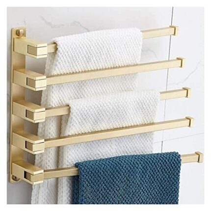 Towel Rail Wall Mounted Towel Holder Brass Wall Mounted Towel Rack Saving Space Towel Holder Swing Out Towel Bar Folding Arm Towel Hanger For Toi