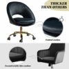 FABRICATION HAUS Desk Home Swivel Office Chair Velvet Height Adjustable Armless Padded Cushion Task with Gold Base Mid Back Comfy Computer Chair