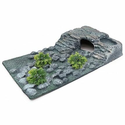 AQUA KT Turtle Ramp Climbing Basking Platform, Tortoise Dock and Hideout, Turtle Food Bowl, Terrarium Plant, in Complete Terrarium Aquatic Decora