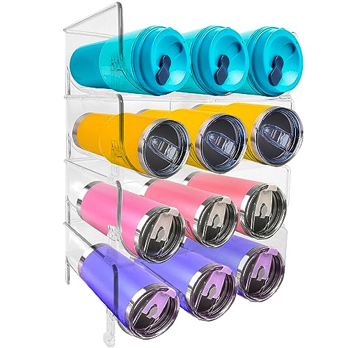 4 Pack Water Bottle Organizer Holder for Cup, Wine & Tumbler Stackable Water Bottle Organizer Cabinet Storage & Kitchen Pantry Water Bottle Stora
