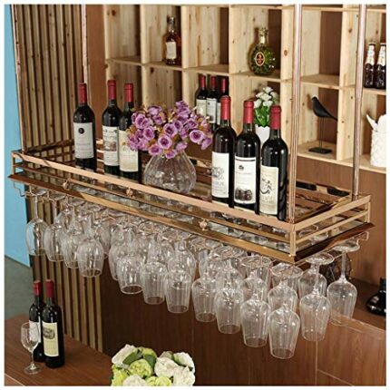 Inverted Ceiling Wine Bottle Holder Stainless Steel Metal Household Goblet Holder Simple Storage Living Room Display Glass Wine Cup Holder Bar Fl