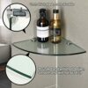 SAYAYO 250MM (7MM Thick) Bathroom Glass Corner Shelf  Glass Shelf Wall Mounted Tempered Transparent Glass with Chromed Shelf Brackets, EGBL1012S-