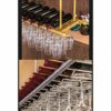 PIBM European Style Wine Rack Suspension Ceiling Wine Bottle Rack Bar|Restaurant Goblet Holder|Fashion Creative Wine Glass Rack J1022, Gold , L60