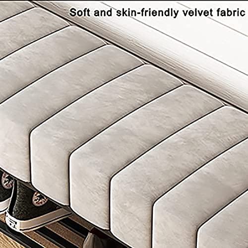 Luxurious Shoe Bench With Thickened Velvet Seat,Entryway Shoe Rack Bench Shoe Organizer,Modern Decorative Furniture,Orange,120X45X32Cm(47X18X13In