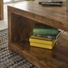 GFW Coffee Table with Storage Shelf for Display, Use for Living Room, Entertainment, Media Accessories & Books, Mango Wood, Engineered, Gold, W10