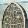 40x24cm Large Rustic Design Arch Scroll Ornate Garden Wall Mirror Metal Country