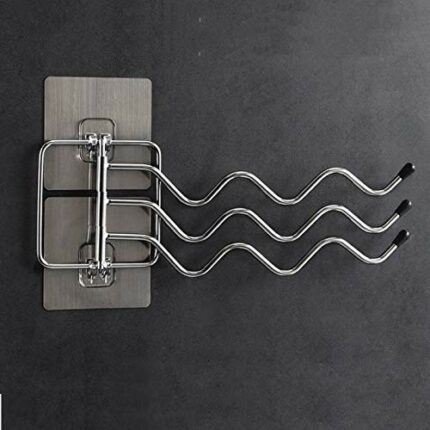N/A Wall Mounted Multi-rod Rotating Towel Rack Bathroom Stainless Steel Towel Racks Free Punching Towel Storage Shelf