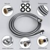 ASHORT 1.5m Shower Hose | Stainless Steel Replacement Universal Fit Shower Pipe Anti-Kink Hose with 4 Washers – Chrome Effect
