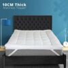 ACRALI HOME Mattress Topper Double Bed 4 Inch Thick - Quilted Double Mattress Topper Made with Fluffy Hypoallergenic Microfibre with Strong Corne