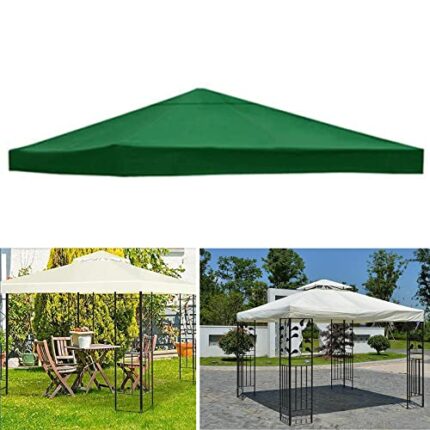 3x3m Gazebo Replacement Canopy Top Cover Double Tiered Canopy Top Cover for Outdoor BBQ Roof Cover Grill Shelter (Only Cover) Green Single top