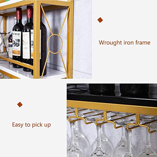 Wine Rack Wall Mounted - Metal Hanging Wine Bottle Rack Wall Mounted Storage Glass Holder, Holds 5 Glasses for Kitchen Dining Room Wine Cellar Ba
