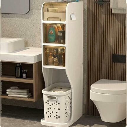 OPSREY Small Bathroom Storage Cabinet for Small Spaces, Over The Toilet Storage Cabinet for Skinny Bathroom Storage Corner Floor, Narrow Bathroom
