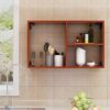 PIBM Wooden Wine Rack Wall-Mounted Modren Simple Storage Shelf Separate Stable Easy to Store J1029, Teak , 80 × 24 × 50cm