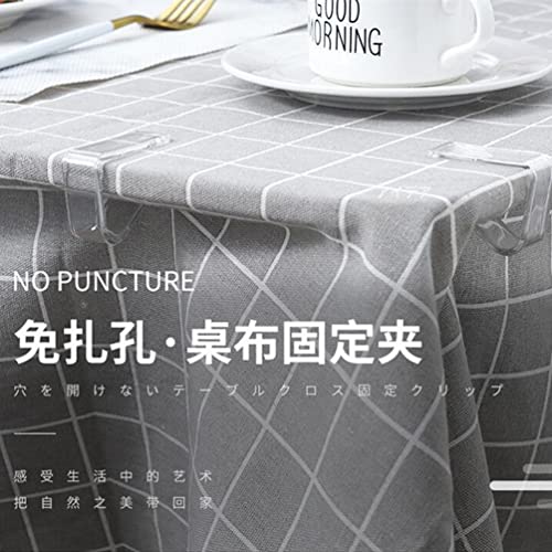 Morices 4pcs Tablecloth Clips, Picnic Table Cloth Holder Clear Plastic Indoor Table Cover Clamps for Home Garden Wedding Party