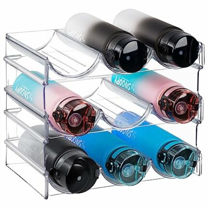 RHtvrll 3 Tiers Water Bottle Holder, Water Bottle Organizer For Cabinet Kitchen Pantry Wine Racks/Drink Bottle Storage for Kitchen Countertop, Ca