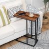 HOOBRO Side Table C Shaped, Sofa End Table, Laptop Coffee Snack Table, for Small Space, Living Room, Bedroom, Slim, Narrow, Tall, Wood Look Accen