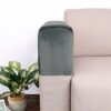 Golden Apple Pack of 2 Velvet Soft Sofa Arm Slipcovers Elastic Sofa Armrest Protectors Removable Sofa Arm Covers (Gray)