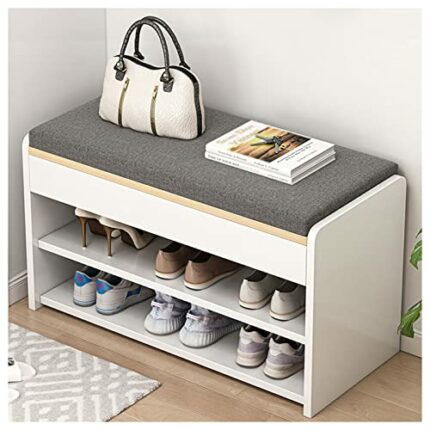 Upholstered Footstool Storage Stool Changing Shoes Stool Home Porch Wear Shoe Stool Soft Bag Cushion Living Room Bedroom Storage Bench Drawer Sto