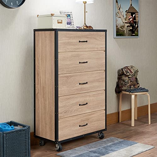 FGHOEV Chest In Weathered Light Oak Chest Of Drawers Suitable For Bedroom Living Room