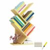 QUMENEY Tree Bookshelf, Wood Book Tower, 5-Shelf Bookcase - Premium Books/CDs/Albums/Files Holder, Display Storage Rack Organizer Shelves for Hom