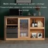 Shykey Multifunctional Folding Dining Table, 2 In 1 Solid Wood Table Cabinet, Small Space Cupboard Sideboard, Multi-layer Storage, for Kitchen Ro
