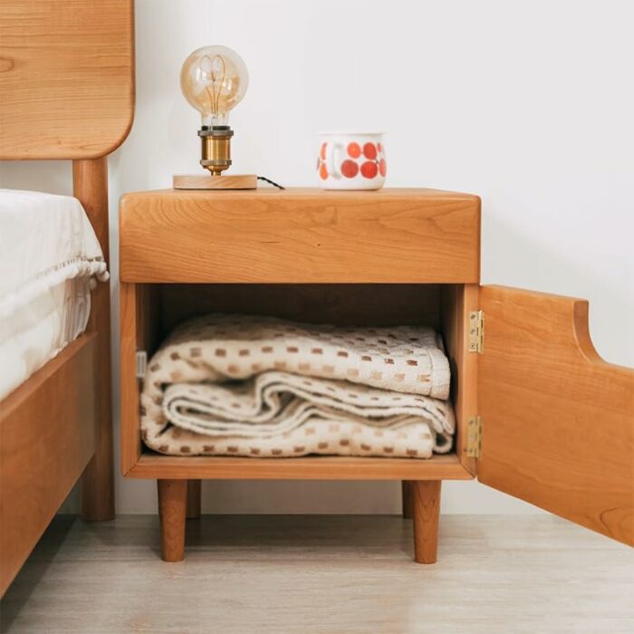 MFCHY Nightstand Cherry Wood Drawers For Bedside Lockers Small Bedroom Furniture