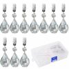 Swpeet 10Pcs Lute Tablecloth Weights with 10Pcs Metal Clip Kit, Crystal Glass Teardrop Prisms Pendant Tablecloth Weights for Picnic Tables Tablec