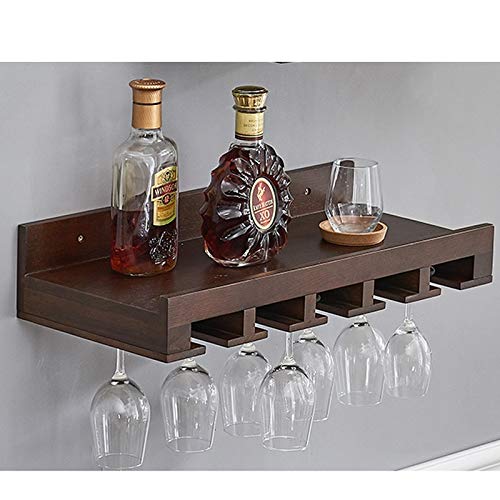Wall Mount The Wine Glass Hanging Rack Kitchen or dininghanging Wine Shelf Timber Frame Walnut color23.6x10.6x4.7inches Decorative wine rack