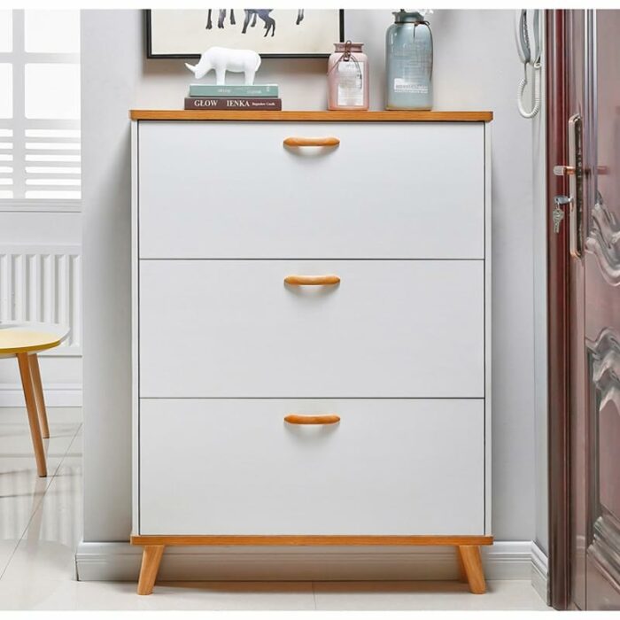 TJLSS Ultra-Thin Shoe Cabinet Home Doorway Home Tilting Entrance Cabinet Integrated Solid Wood Leg Shoe Rack