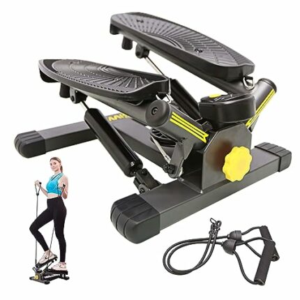ZIWWVY Stepper Machine with Resistance Bands, Mini Stepper with 300LBS Weight Capacity, Twist Stepper for Full Body Workout, Adjustable Step Heig