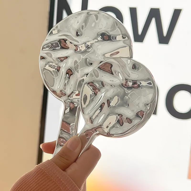 JJUUYOU Handheld Mirror with Handle, Hand Held HD Mirror, Salon Hairdresser Plain Mirror Retro Style, 22X12 CM Single-Sided Portable Travel Vanit