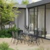 WODMB 3pcs/5pcs/7pcs Garden Dining Set Steel Anthracite Outdoor Furniture Set Deaks and Chairs (Color : 3pcs, Size : One size)