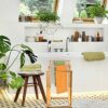 Relaxdays Free-Standing Bamboo Towel Holder, With 3 Rails, 82 x 40 x 24.5 cm, Natural Brown