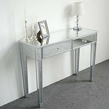 Sawandoo Mirrored Makeup Table Desk Vanity for Women with 2 Drawers