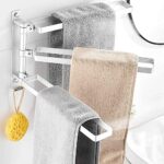 Towel Rack Rotatable Telescopic Hand Towel Holder 3 Arms Aluminium Look Towel Rail,Wall-Mounted Bathroom Kitchen(Color:Silver)