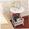 Hemore Small Side Table, 18inch PVC Wood Round 2 Tier Nightstand with Storage Shelf, Small Bedside Table, Sofa End Table for Bedroom Living Room