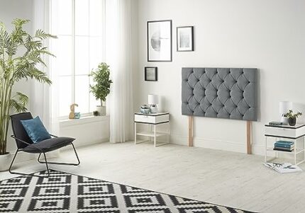 Somnior Beds Bed Centre Premier Small Single 82cm Plush Charcoal Headboard With Wooden Struts