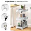 SOLEJAZZ 3-Tier Storage Trolley Cart Slide-out Rolling Utility Cart Mobile Storage Shelving Organizer for Kitchen, Bathroom, Laundry Room, Bedroo