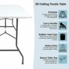 Home Vida Heavy Duty Trestle Picnic Folding Table Silver, 5 feet
