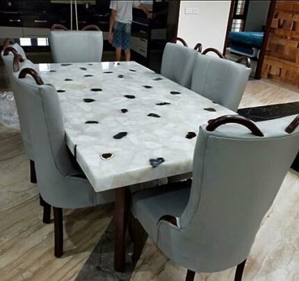 Gifts And Artefacts 36 x 48 Inches Rectangle Shape Agate Stone Dining Table Top Semi Precious Gemstone Epoxy Art Kitchen Table with Royal Look