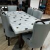 42 x 42 Inches White and Black Agate Stone Square Shape Hallway Table Epoxy Art Dining Table Top for Home Furniture Decor