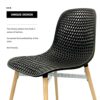 Achiemart Dining Chairs Set of 4 Wooden Legs, Colorful Contemporary Lounge Dining Home Office Plastic Seat Armless Chairs, Max Weight up to 150kg