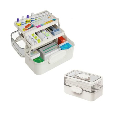 LIKEUDO 28 * 17 * 15cm White Portable First Aid Medicine Storage Box 3 Layer Medicine Cabinet Organizer Household Medicine Storage Box Medication