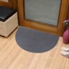 YK Decor Front Door Mat Half Round Inside Doormat Outdoor Entry Mat Non Slip Mud Dirt Trapper Mat Indoor Entrance Mat Rug Machine Washable (Gray)