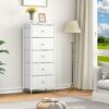 YITAHOME Chest of Drawer with 5 Drawers PU Leather Storage Drawers Dresser Vertical Chest Sturty Metal Frame for Bedroom Living Room Hallway Nurs
